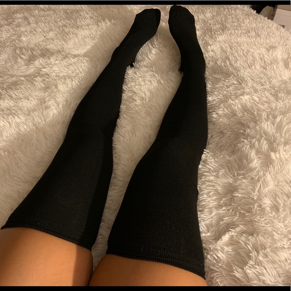 Black thigh high socks